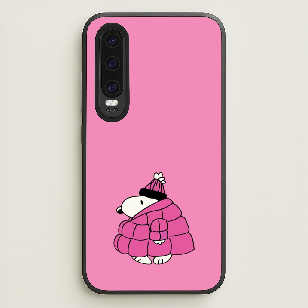 Cartoon Beagle Puffer Jacket Pink - Snoopy Phone Case for Huawei P30