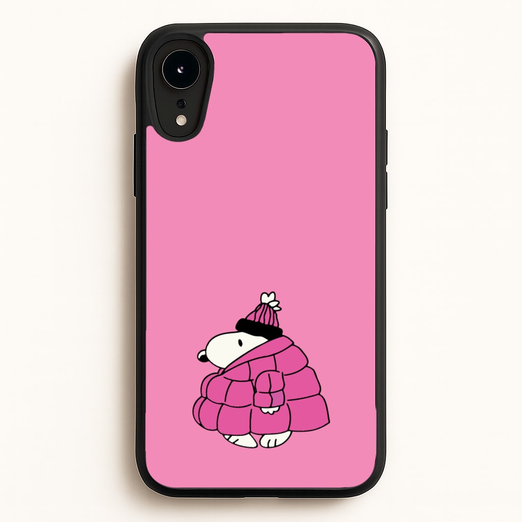 Cartoon Beagle Puffer Jacket Pink - Snoopy Phone Case for iPhone XR