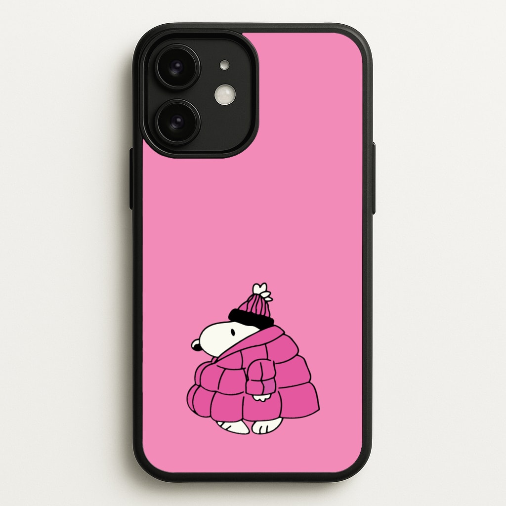 Cartoon Beagle Puffer Jacket Pink - Snoopy Phone Case for iPhone 11