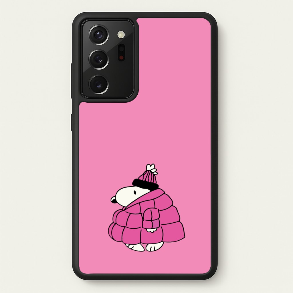 Cartoon Beagle Puffer Jacket Pink - Snoopy Phone Case for Galaxy Note 20 Ultra