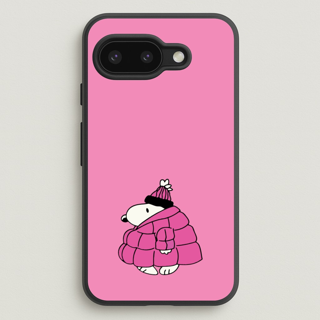 Cartoon Beagle Puffer Jacket Pink - Snoopy Phone Case for Google Pixel 9a