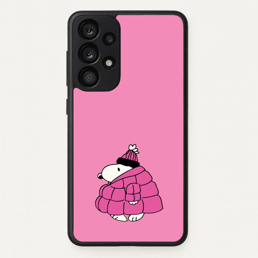 Cartoon Beagle Puffer Jacket Pink - Snoopy Phone Case for Galaxy A53