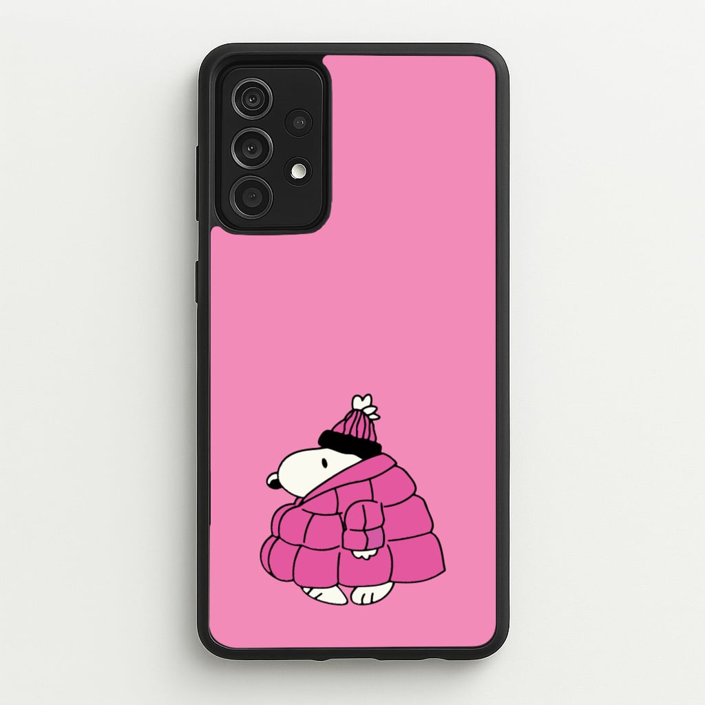 Cartoon Beagle Puffer Jacket Pink - Snoopy Phone Case for Galaxy A52 / A52s