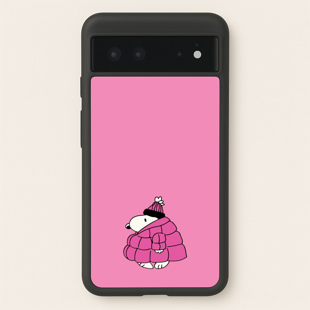 Cartoon Beagle Puffer Jacket Pink - Snoopy Phone Case for Google Pixel 6