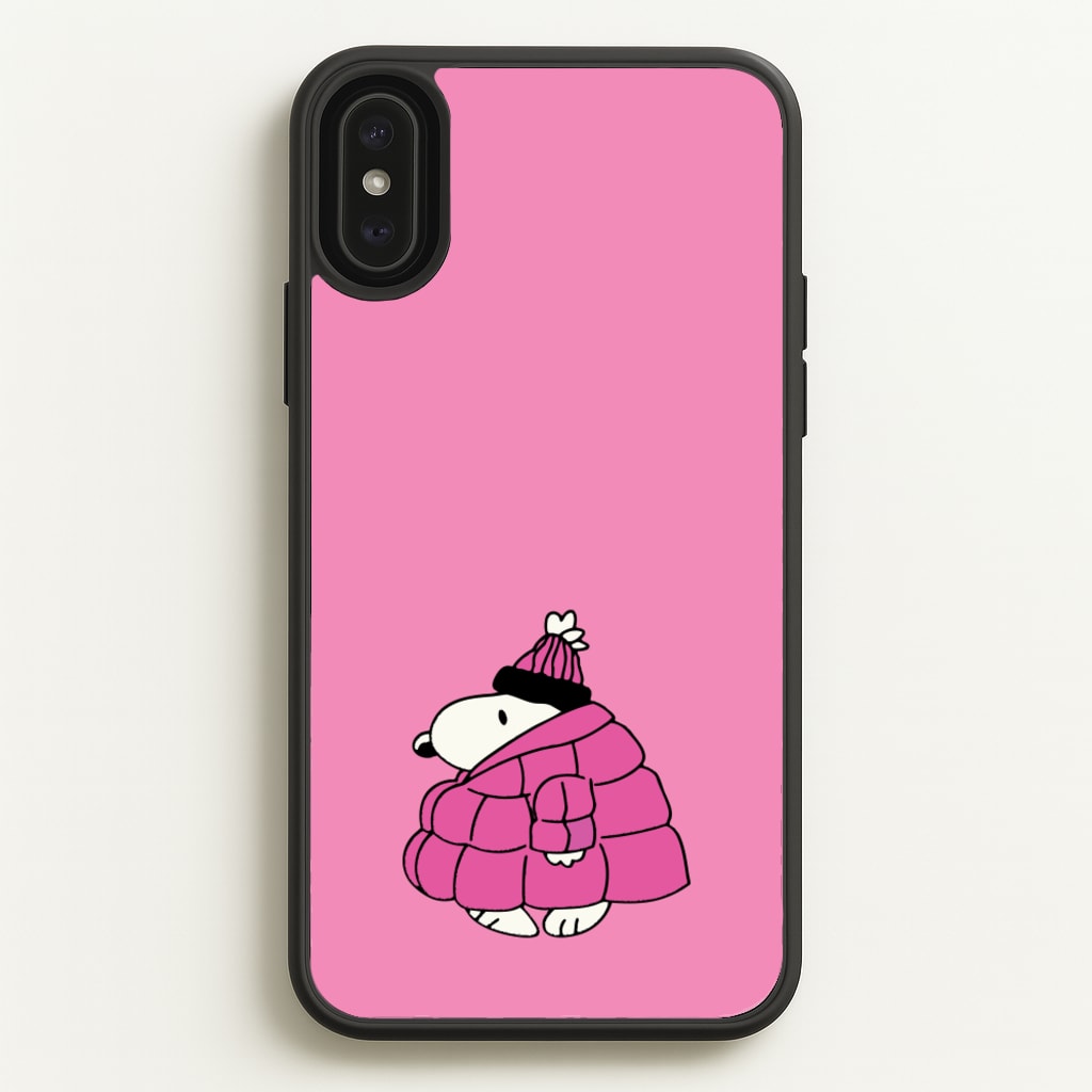Cartoon Beagle Puffer Jacket Pink - Snoopy Phone Case for iPhone XS Max