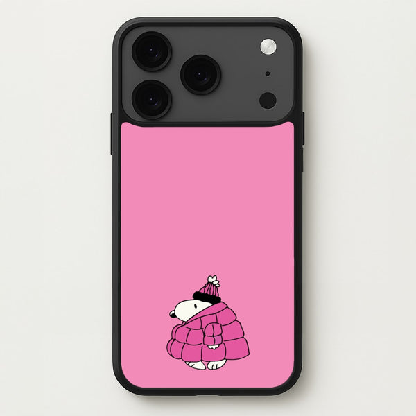 Cartoon Beagle Puffer Jacket Pink Phone Case for iPhone 17 Pro Max