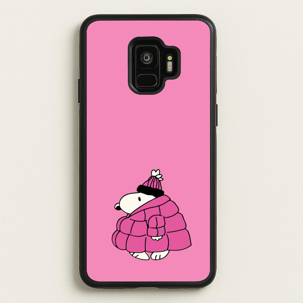 Cartoon Beagle Puffer Jacket Pink - Snoopy Phone Case for Galaxy S9