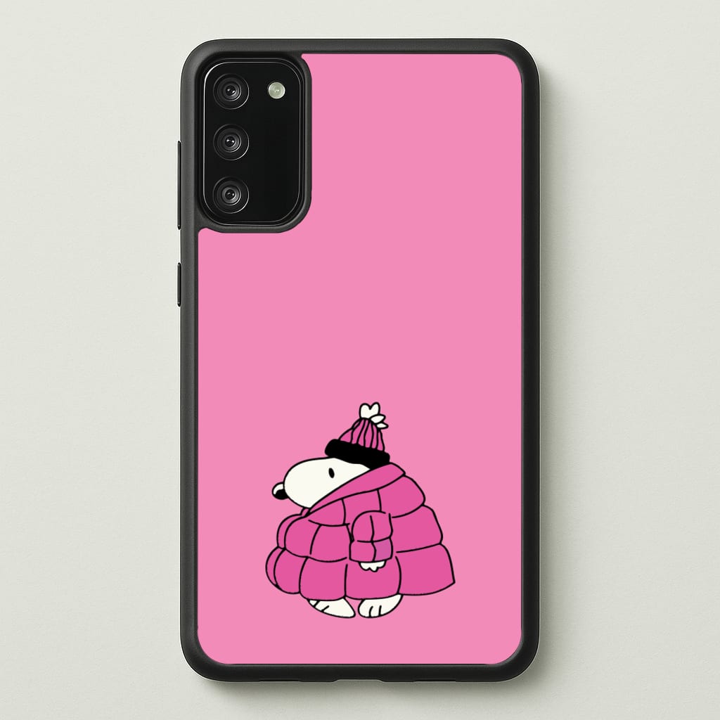 Cartoon Beagle Puffer Jacket Pink - Snoopy Phone Case for Galaxy S20FE