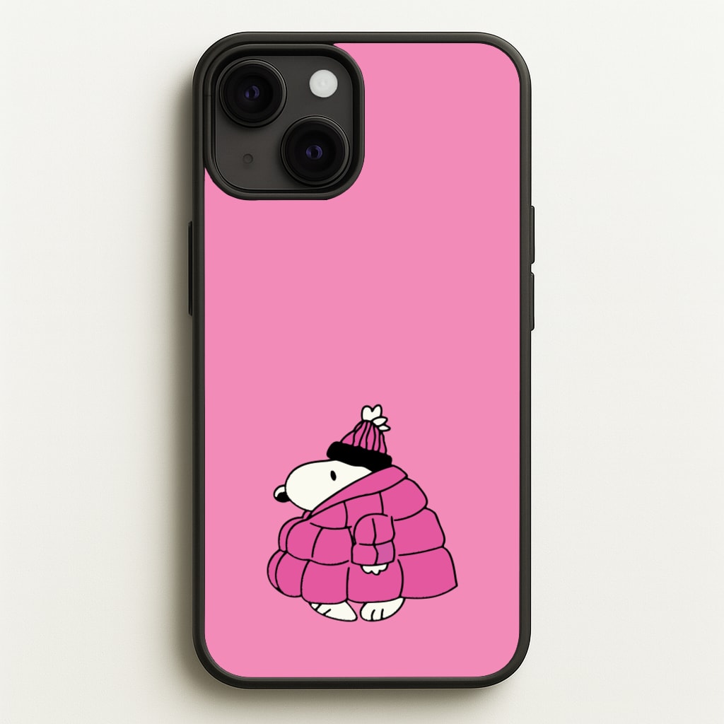 Cartoon Beagle Puffer Jacket Pink - Snoopy Phone Case for iPhone 13 Mini