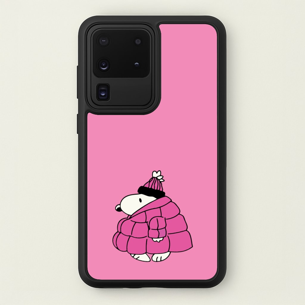 Cartoon Beagle Puffer Jacket Pink - Snoopy Phone Case for Galaxy S20 Ultra