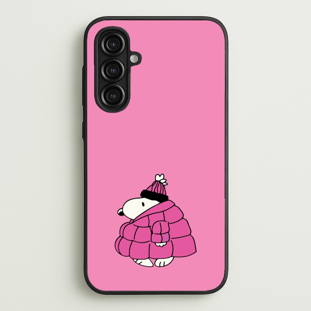 Cartoon Beagle Puffer Jacket Pink - Snoopy Phone Case for Galaxy A16