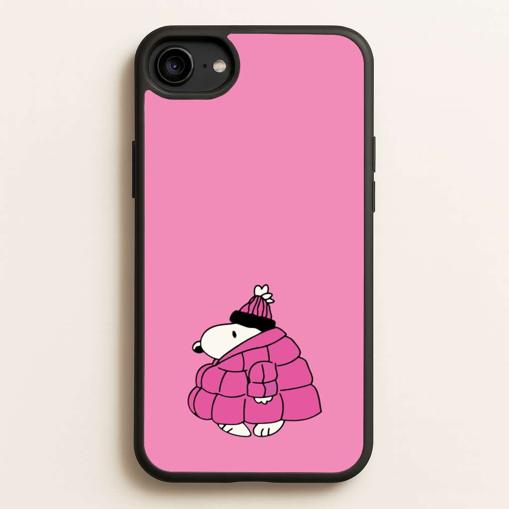 Cartoon Beagle Puffer Jacket Pink - Snoopy Phone Case for iPhone 6 / 7 / 8 / SE