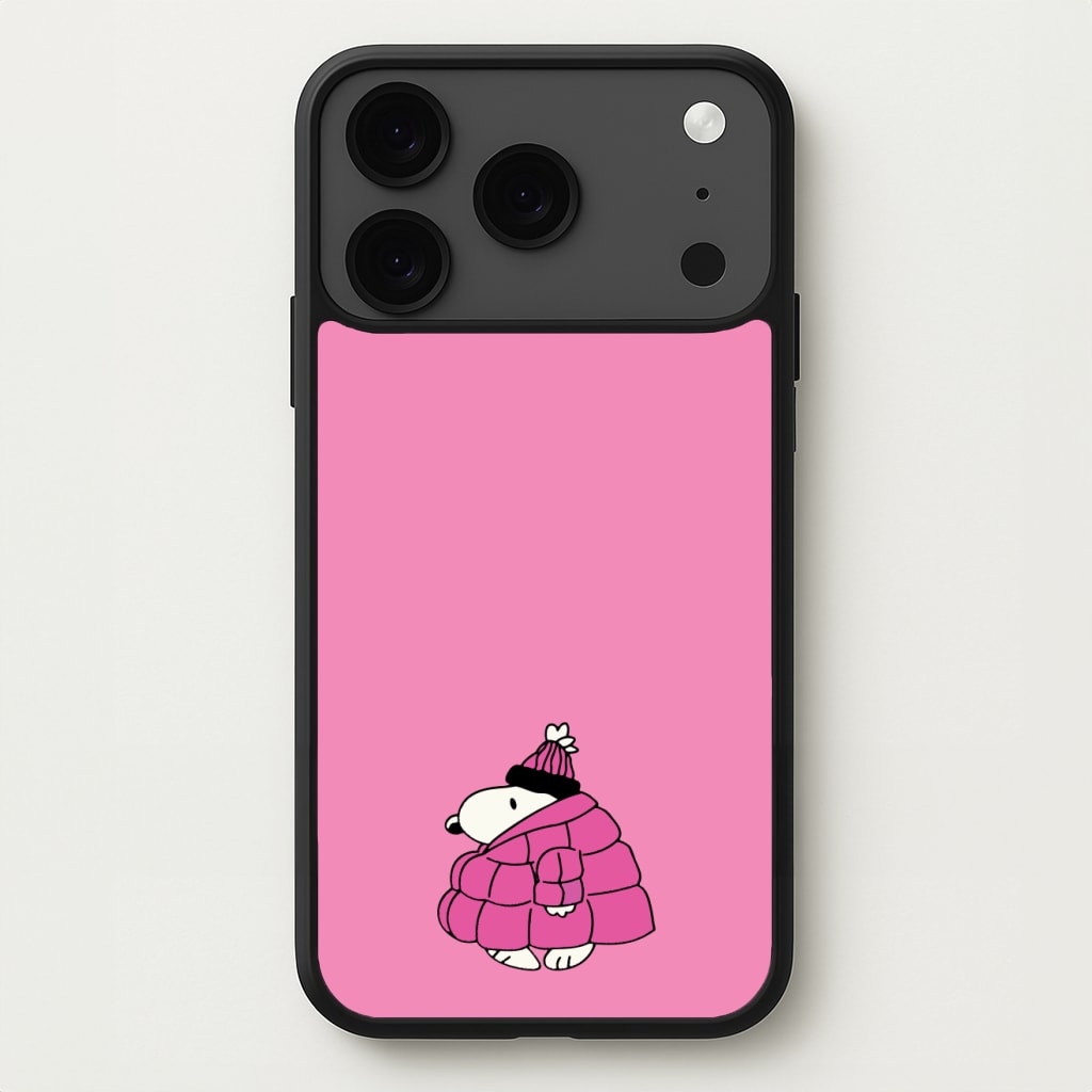 Cartoon Beagle Puffer Jacket Pink Phone Case for iPhone 17 Pro