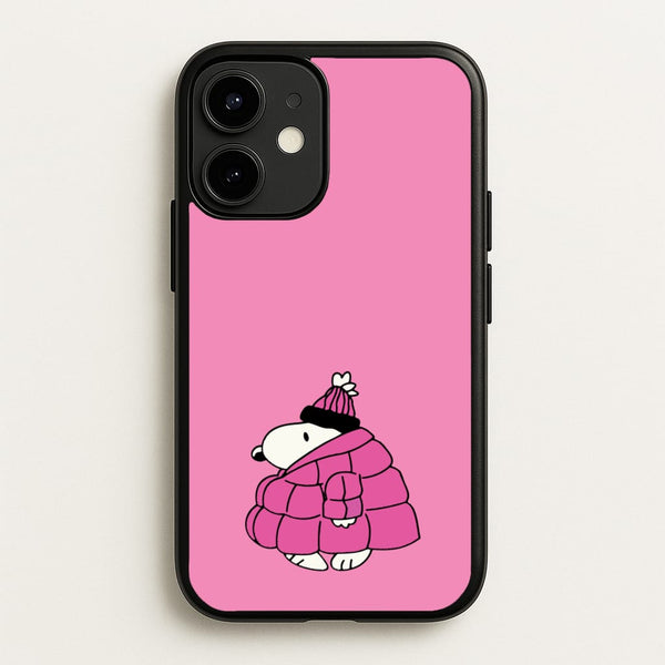 Cartoon Beagle Puffer Jacket Pink - Snoopy Phone Case for iPhone 12 Mini