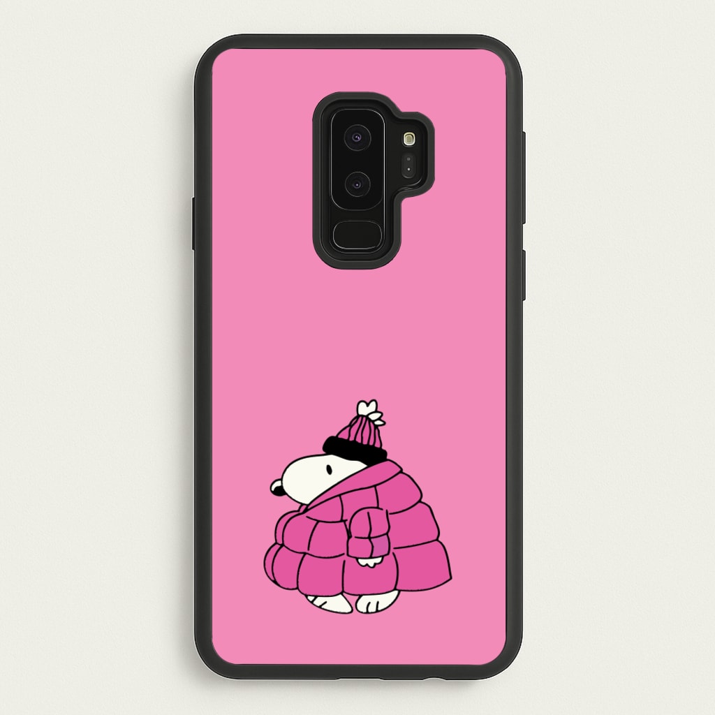 Cartoon Beagle Puffer Jacket Pink - Snoopy Phone Case for Galaxy S9 Plus