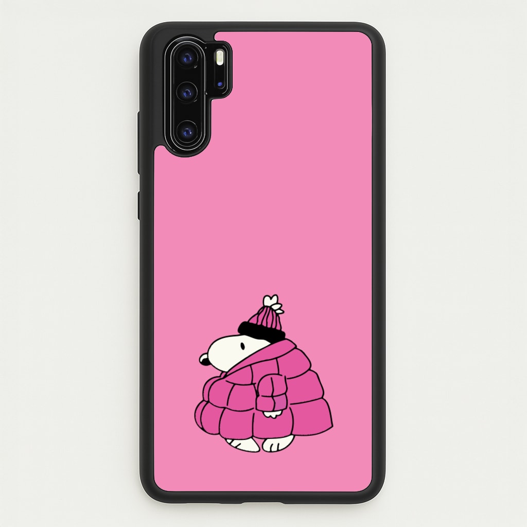 Cartoon Beagle Puffer Jacket Pink - Snoopy Phone Case for Huawei P30 Pro