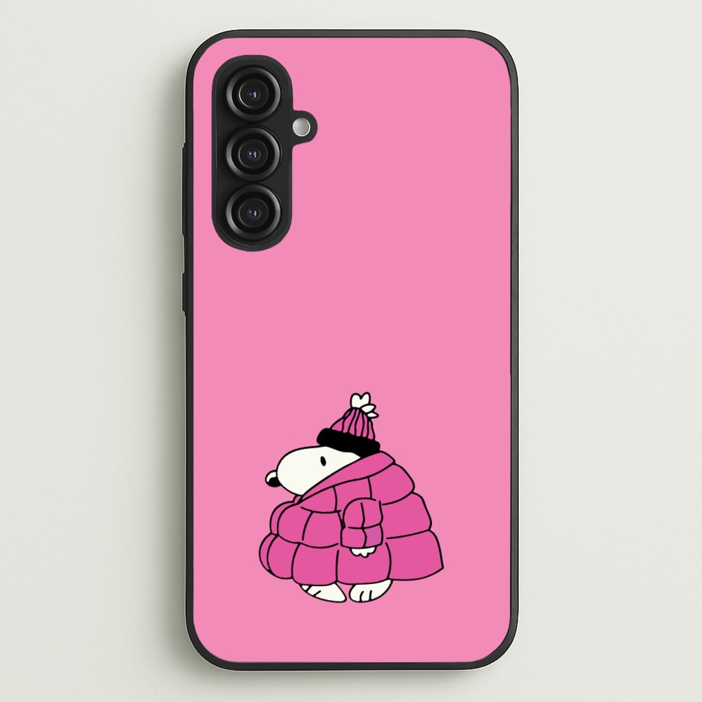 Cartoon Beagle Puffer Jacket Pink - Snoopy Phone Case for Galaxy S23FE
