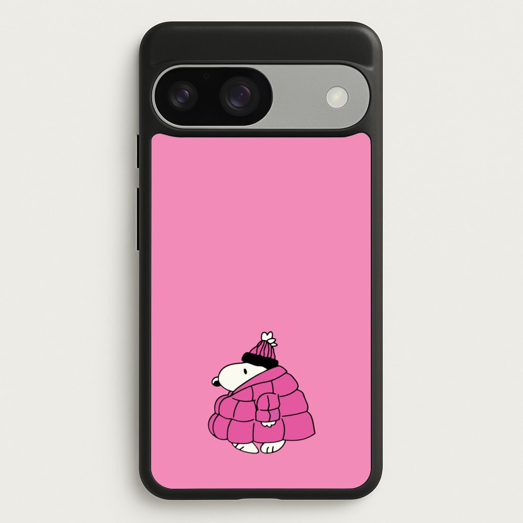 Cartoon Beagle Puffer Jacket Pink - Snoopy Phone Case for Google Pixel 9 / 9 Pro