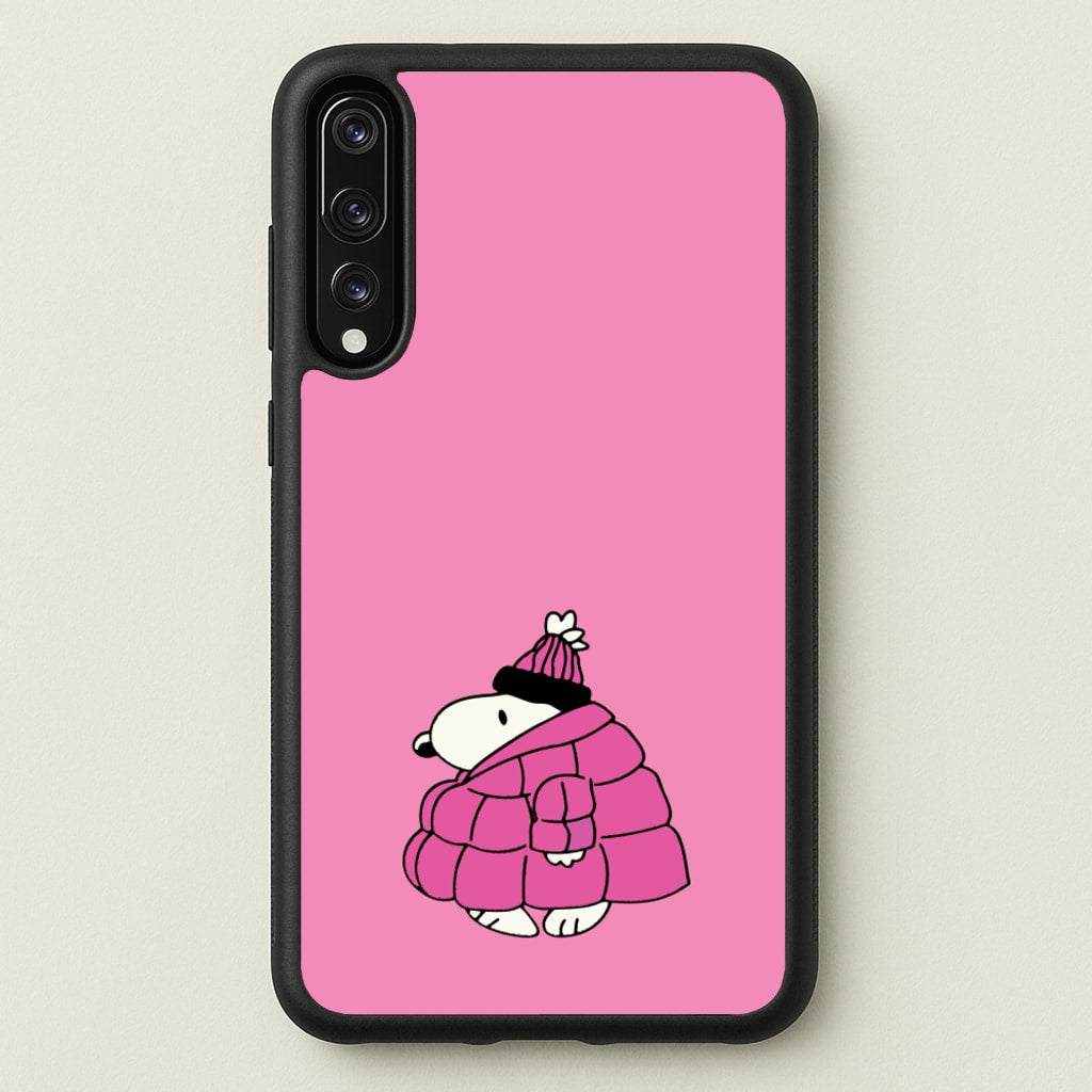 Cartoon Beagle Puffer Jacket Pink - Snoopy Phone Case for Huawei P20 Pro