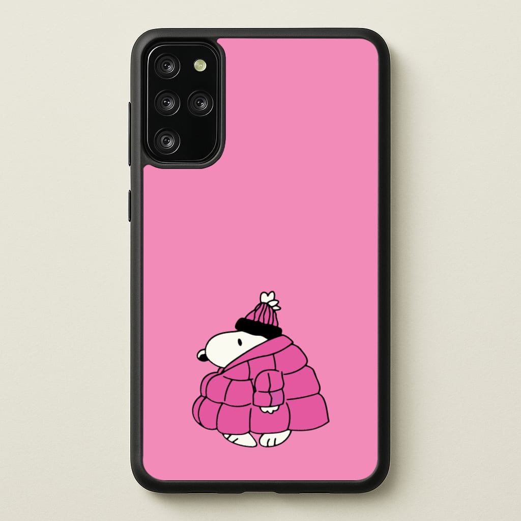 Cartoon Beagle Puffer Jacket Pink - Snoopy Phone Case for Galaxy S20 Plus