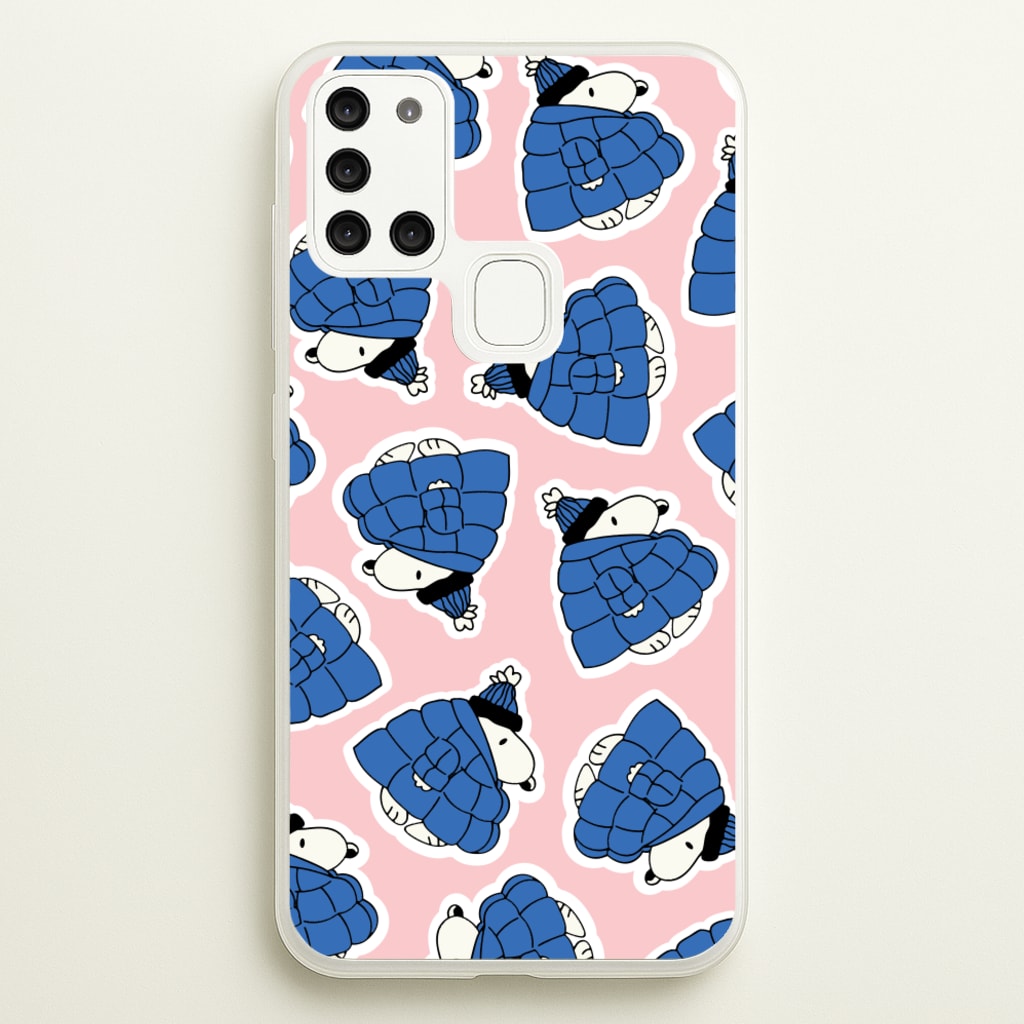 Cartoon Beagle Puffer Jacket Pattern - Snoopy Phone Case for Galaxy A21s