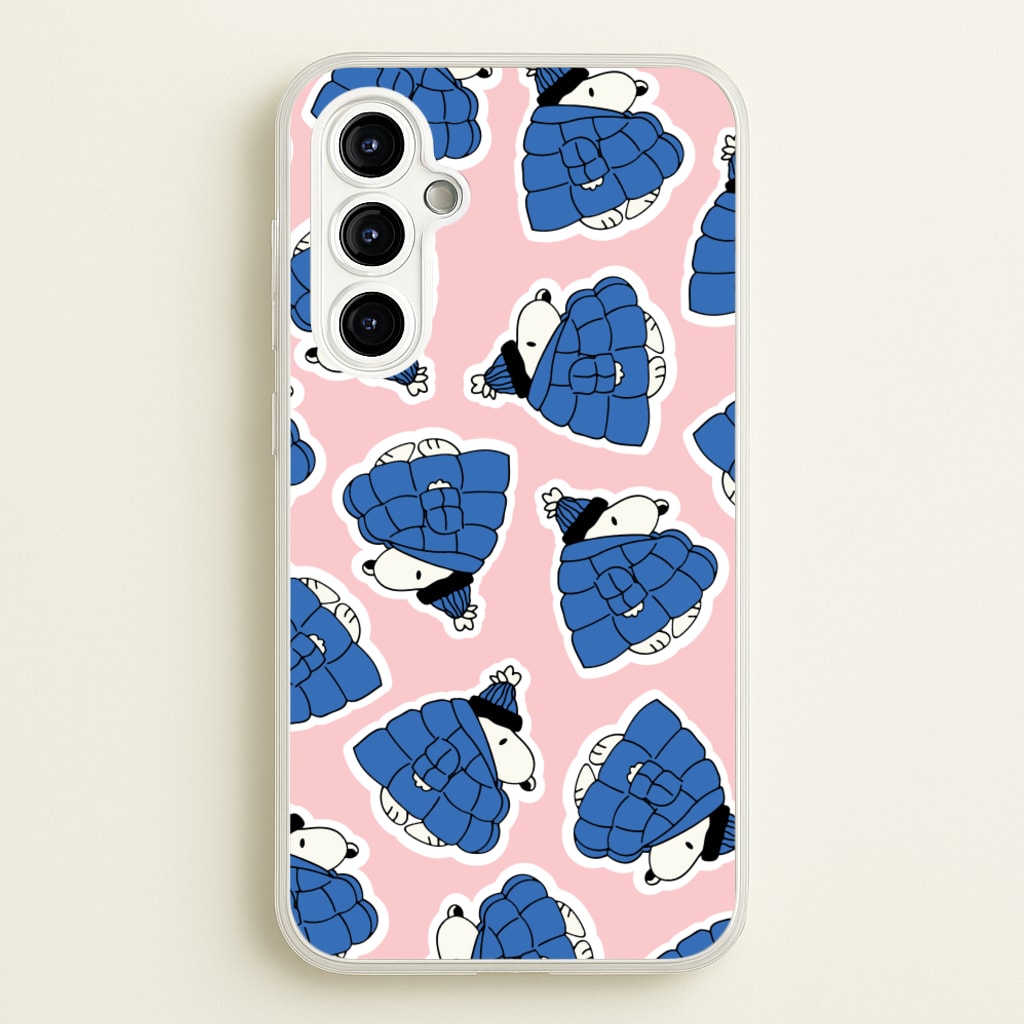 Cartoon Beagle Puffer Jacket Pattern - Snoopy Phone Case for Galaxy A54