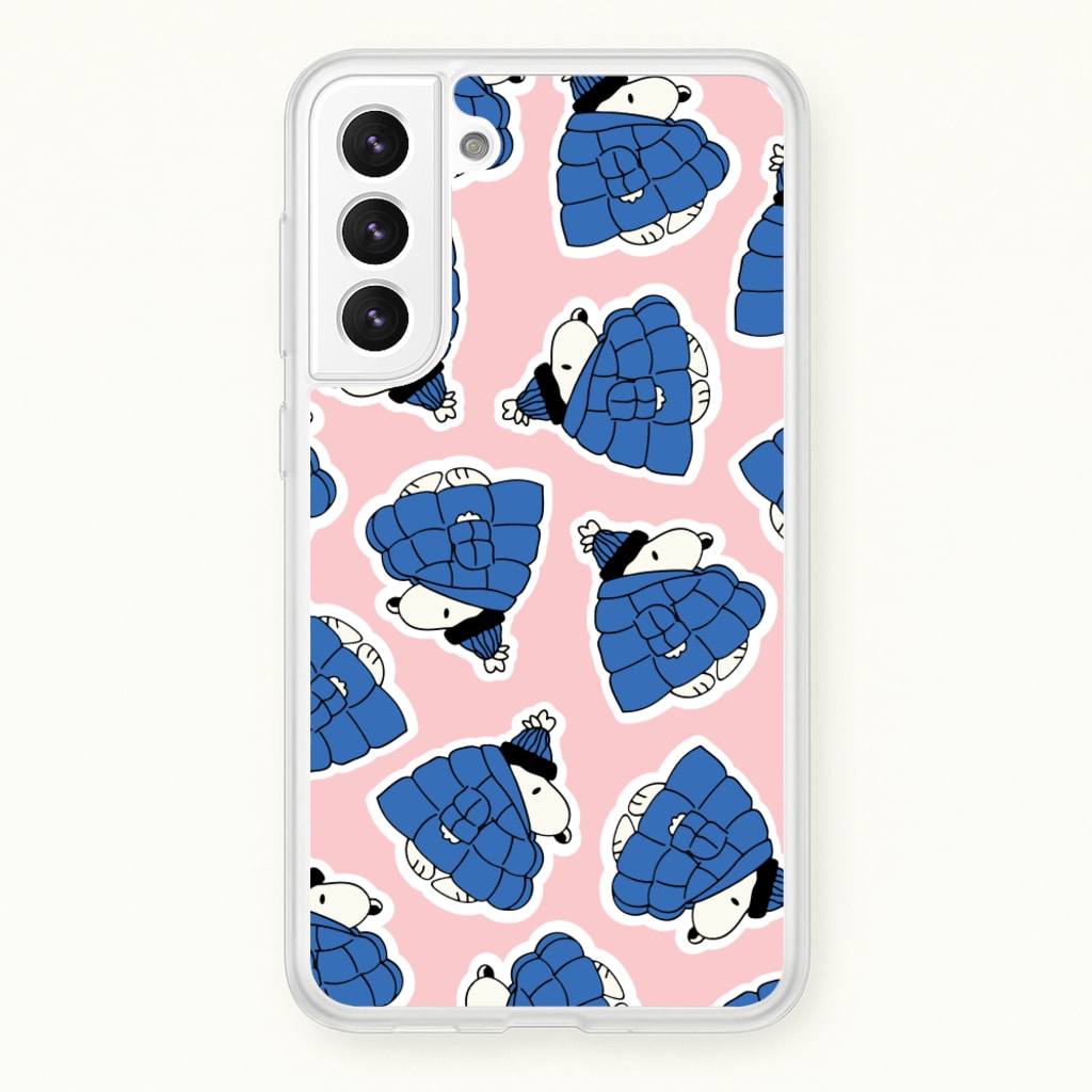 Cartoon Beagle Puffer Jacket Pattern - Snoopy Phone Case for Galaxy S21FE