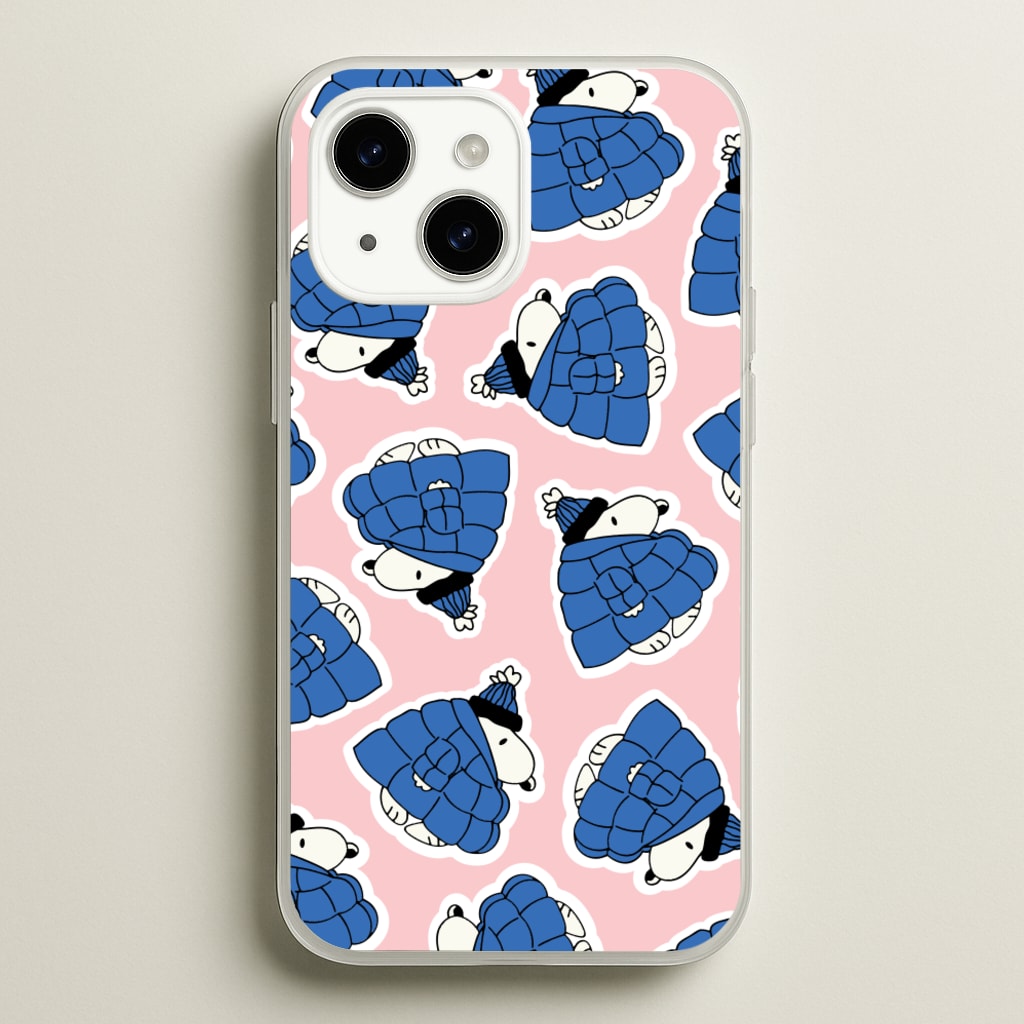 Cartoon Beagle Puffer Jacket Pattern - Snoopy Phone Case for iPhone 14