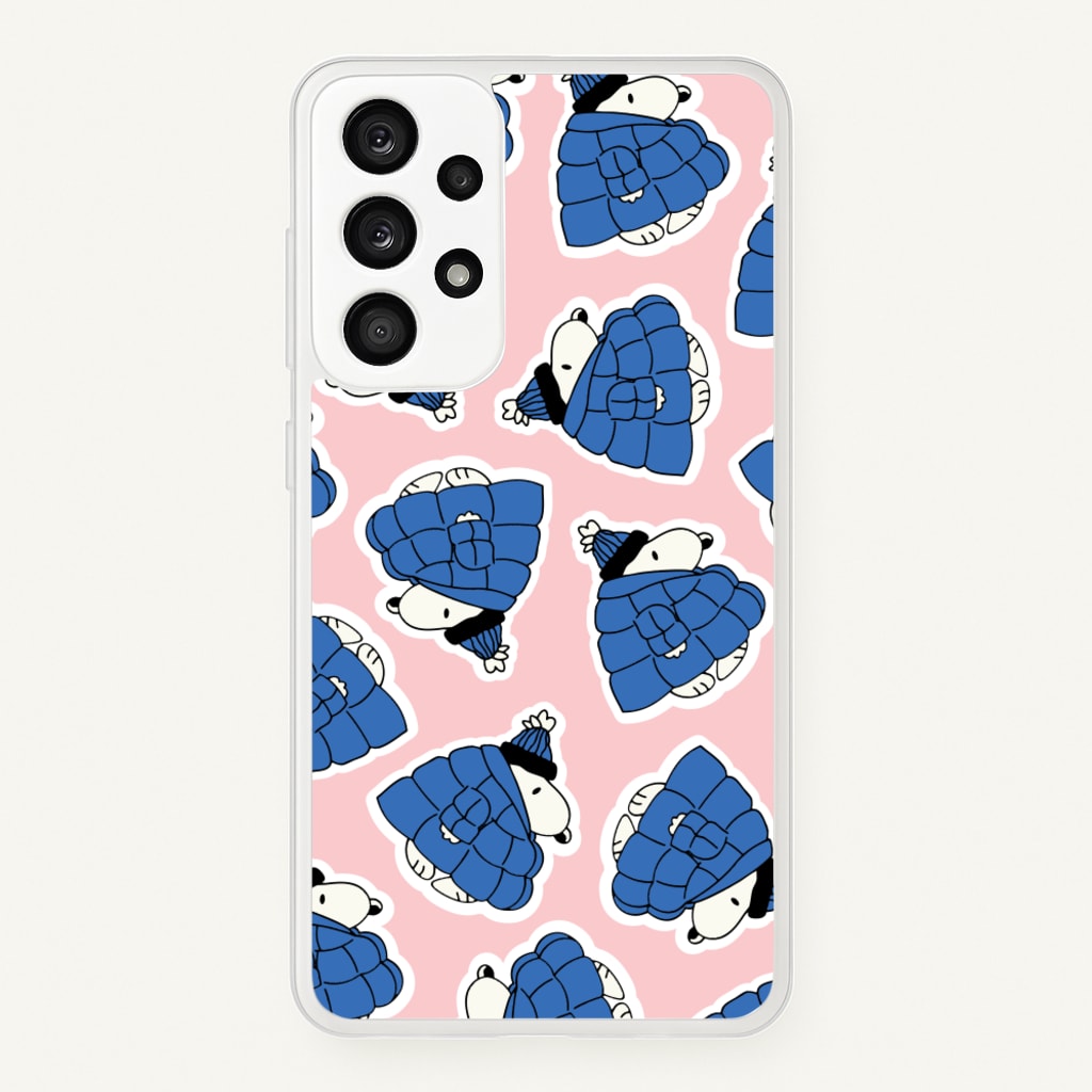 Cartoon Beagle Puffer Jacket Pattern - Snoopy Phone Case for Galaxy A53