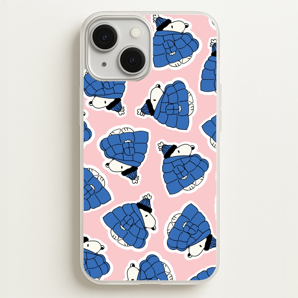 Cartoon Beagle Puffer Jacket Pattern - Snoopy Phone Case for iPhone 13