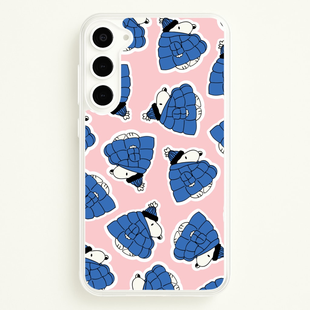 Cartoon Beagle Puffer Jacket Pattern - Snoopy Phone Case for Galaxy S23 Plus