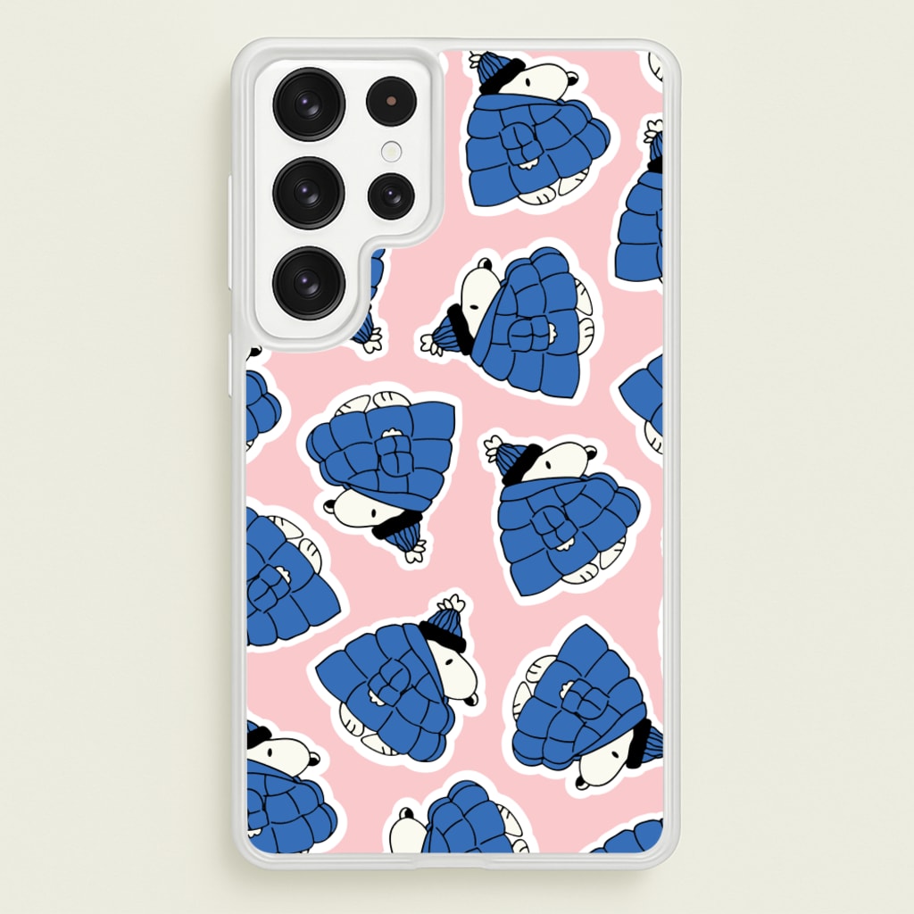 Cartoon Beagle Puffer Jacket Pattern - Snoopy Phone Case for Galaxy S22 Ultra