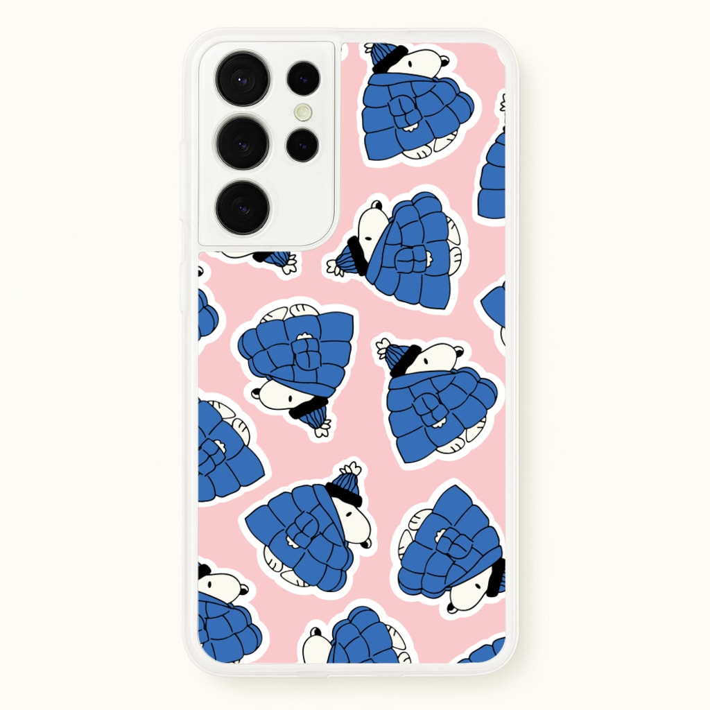 Cartoon Beagle Puffer Jacket Pattern - Snoopy Phone Case for Galaxy S21 Ultra