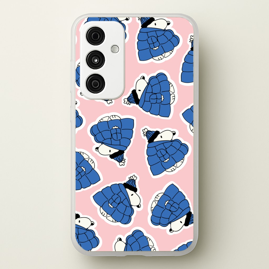 Cartoon Beagle Puffer Jacket Pattern - Snoopy Phone Case for Galaxy A35