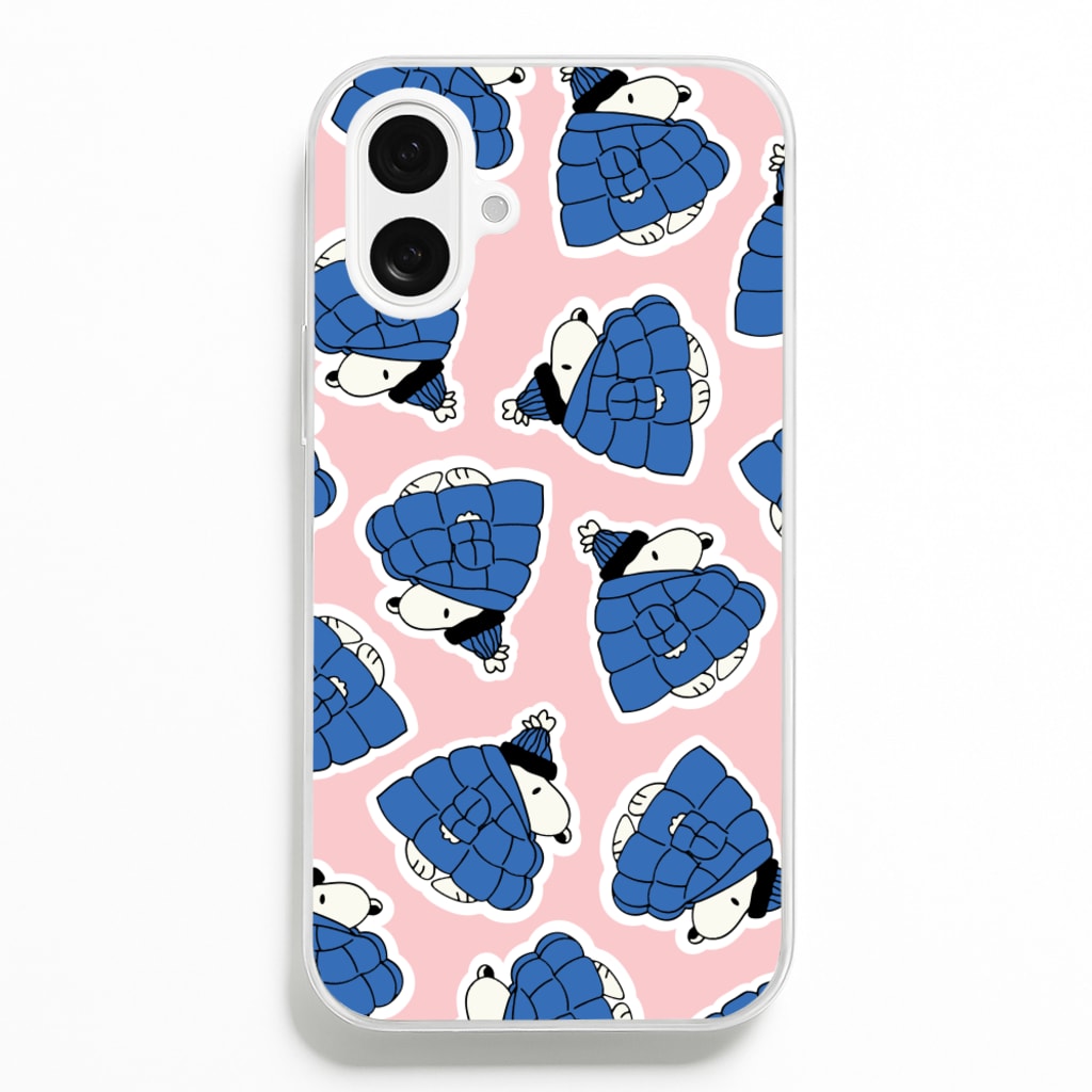 Cartoon Beagle Puffer Jacket Pattern - Snoopy Phone Case for iPhone 16 Plus