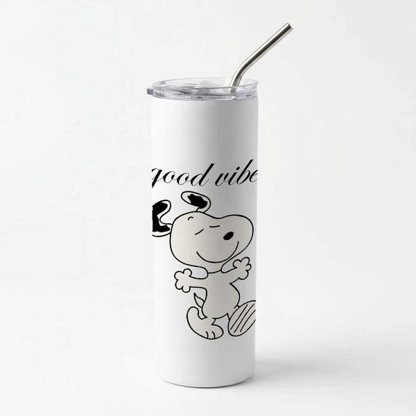 Good Vibes Cartoon Beagle Skinny Tumbler