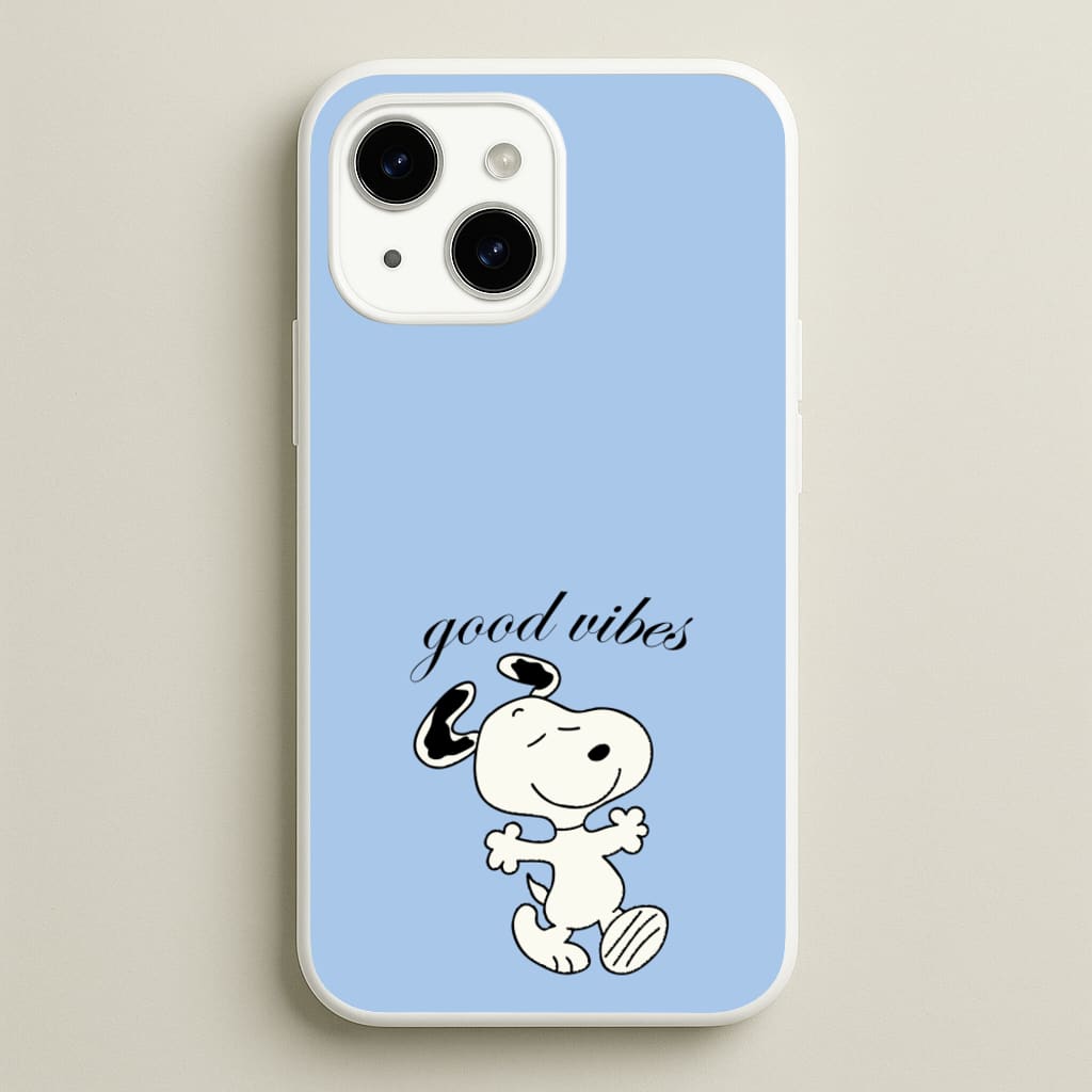 Good Vibes Cartoon Beagle - Snoopy Phone Case for iPhone 15 Plus