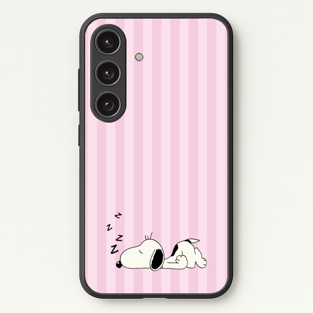 Pastel Stripes Cartoon Beagle - Snoopy Phone Case for Galaxy S24