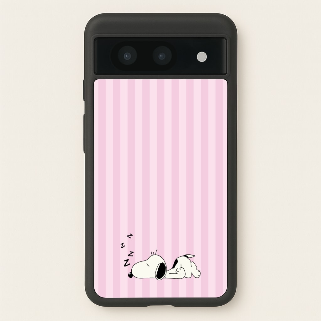 Pastel Stripes Cartoon Beagle - Snoopy Phone Case for Google Pixel 8a