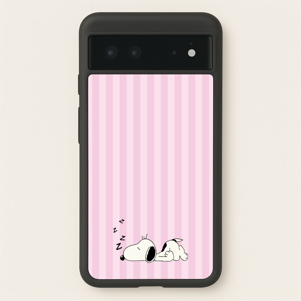 Pastel Stripes Cartoon Beagle - Snoopy Phone Case for Google Pixel 6