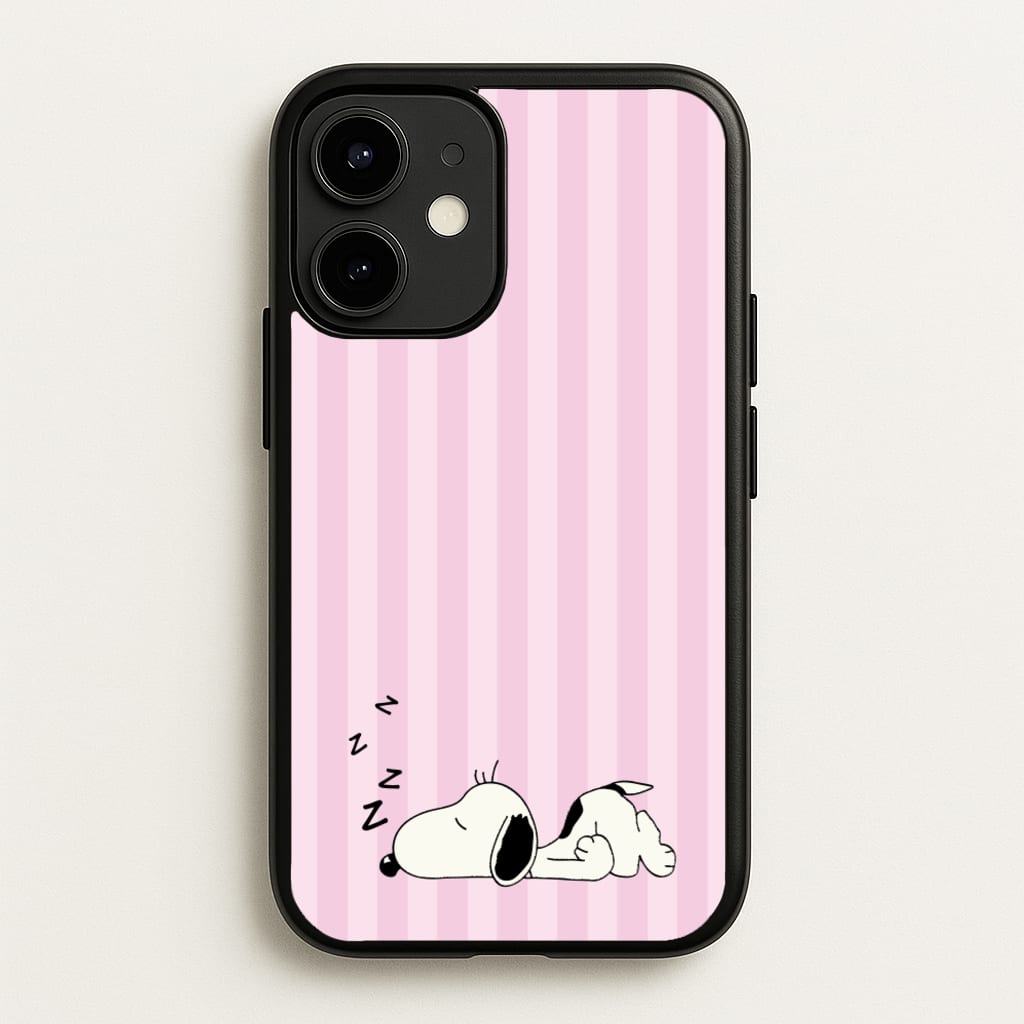 Pastel Stripes Cartoon Beagle - Snoopy Phone Case for iPhone 12 / 12 Pro
