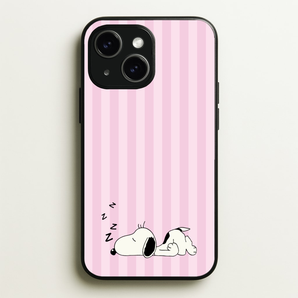 Pastel Stripes Cartoon Beagle - Snoopy Phone Case for iPhone 15