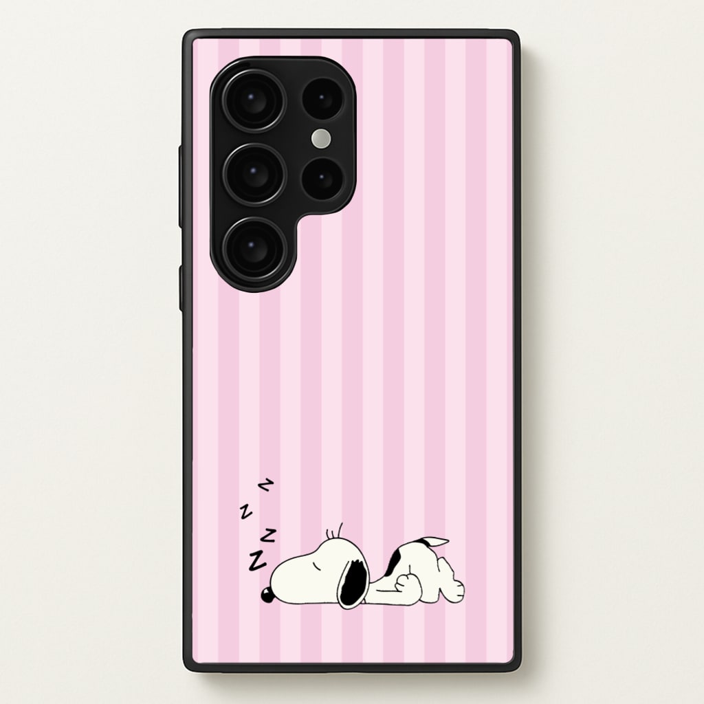 Pastel Stripes Cartoon Beagle - Snoopy Phone Case for Galaxy S24 Ultra