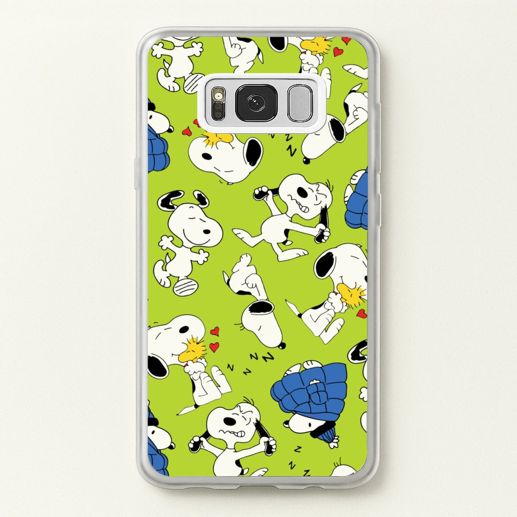 Lime Green Cartoon Beagle Pattern - Snoopy Phone Case for Galaxy S8
