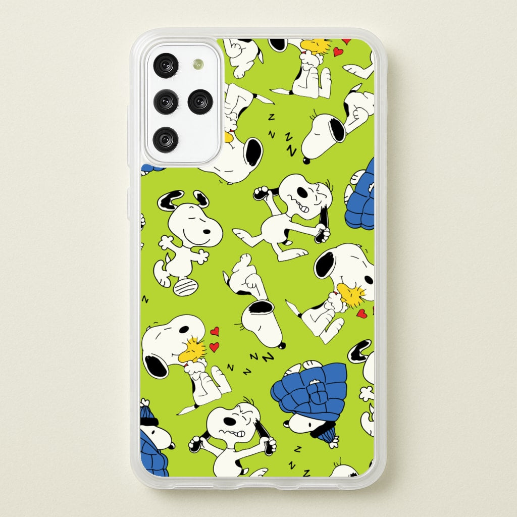 Lime Green Cartoon Beagle Pattern - Snoopy Phone Case for Galaxy S20 Plus