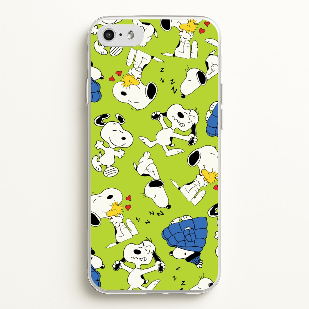Lime Green Cartoon Beagle Pattern - Snoopy Phone Case for iPhone 5 / 5s / SE 2016