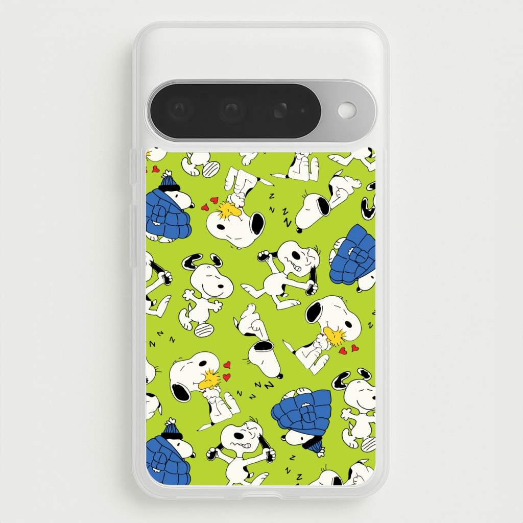 Lime Green Cartoon Beagle Pattern Phone Case for Google Pixel 10 Pro XL