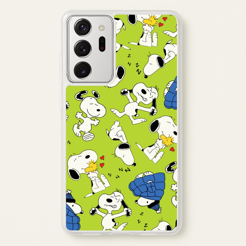 Lime Green Cartoon Beagle Pattern - Snoopy Phone Case for Galaxy Note 20 Ultra