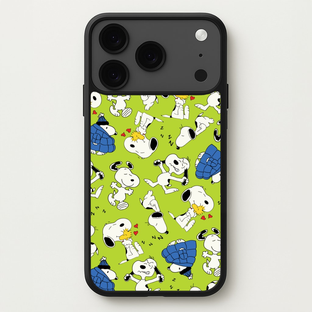 Lime Green Cartoon Beagle Pattern Phone Case for iPhone 17 Pro