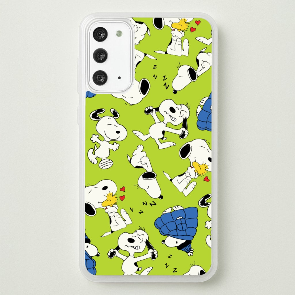 Lime Green Cartoon Beagle Pattern - Snoopy Phone Case for Galaxy Note 20